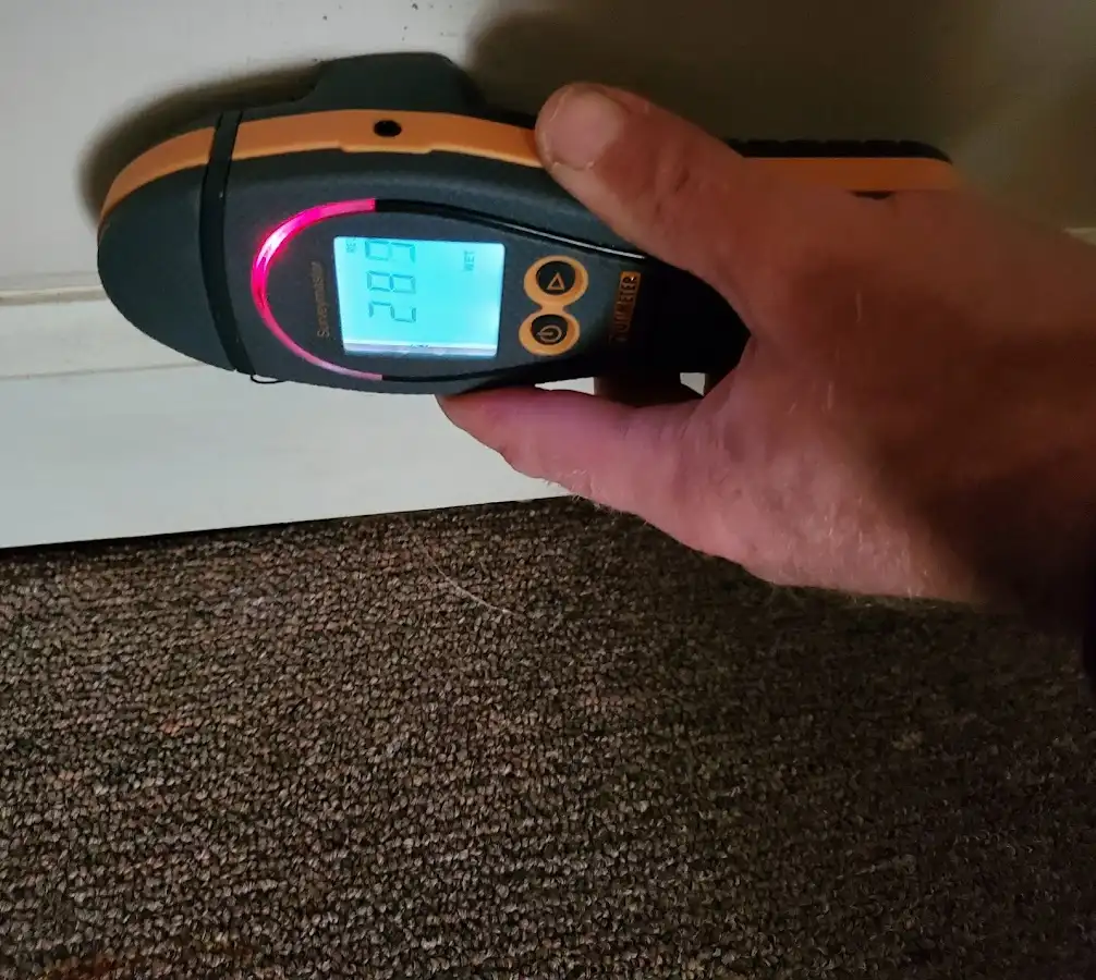 Moisture detection at baseboard during Sewage Cleanup & Sanitation in Waterville
